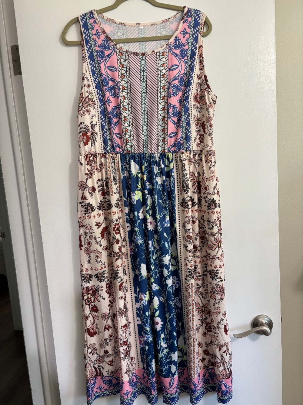 Casual BOHO Floral Sleeveless Maxi Dress w/Pockets - XL - Picture 2 of 7